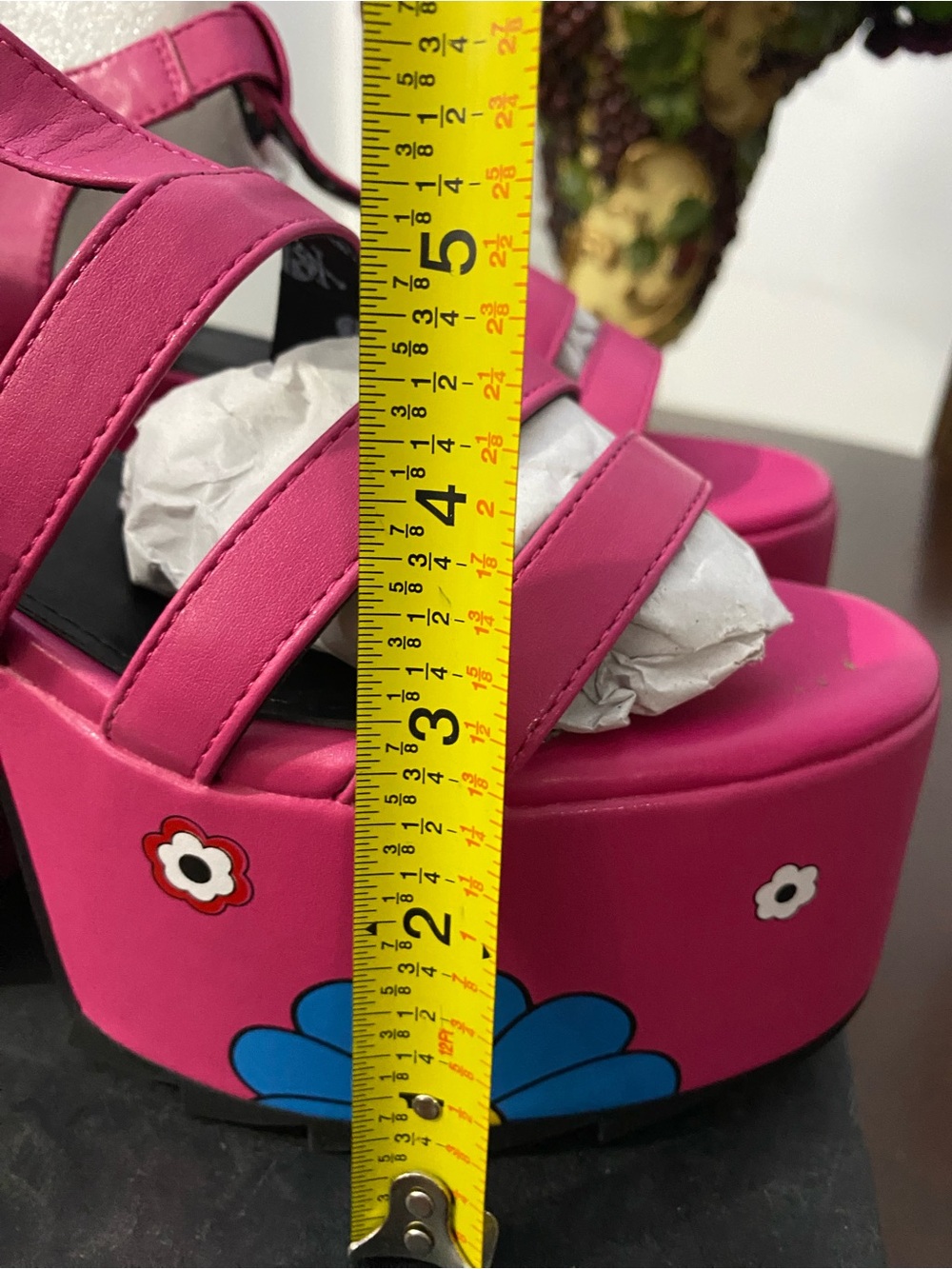Moda Hot Pink Floral Platform Sandals - Picture 9 of 15